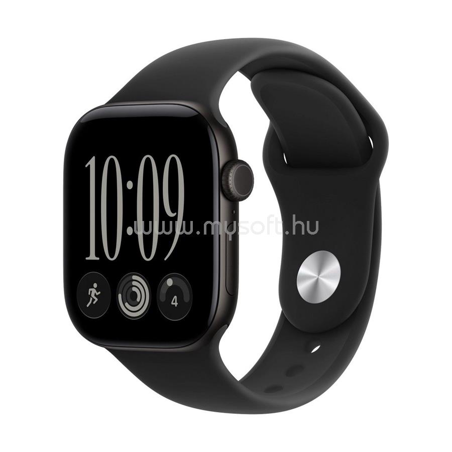 APPLE Watch Series 12 GPS + Cellular (42mm) fekete alumíniumtok, fekete sportszíj (S/M)