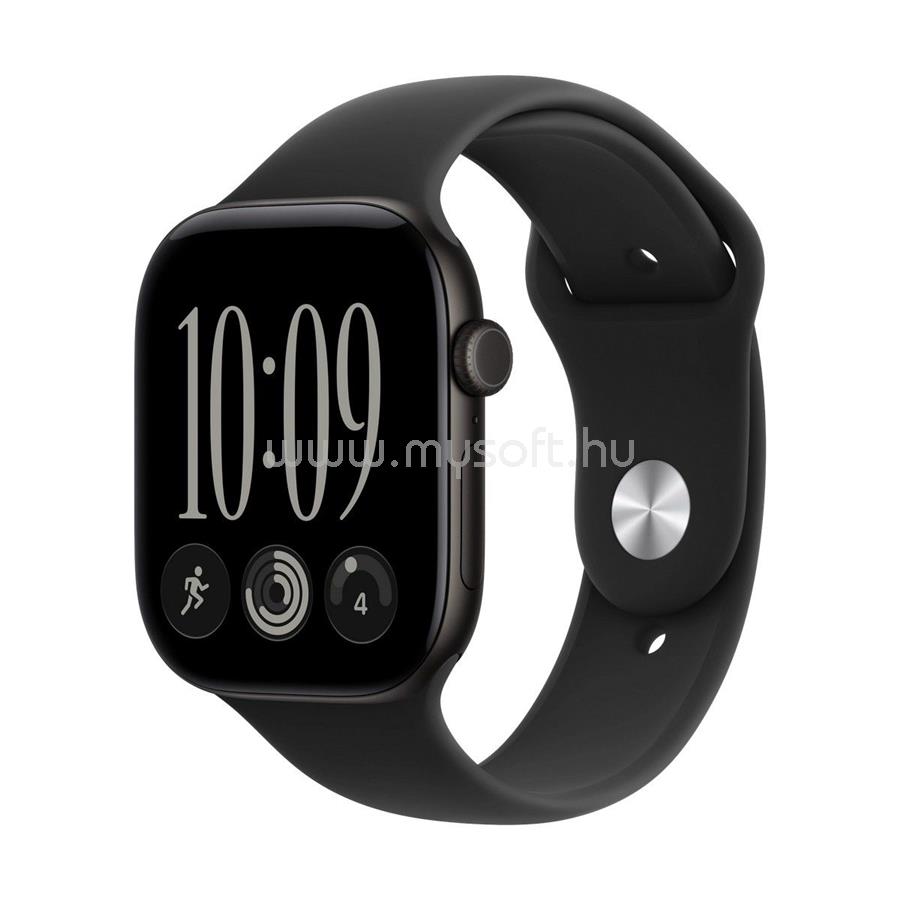 APPLE Watch Series 12 GPS (46mm) fekete alumíniumtok, fekete sportszíj (S/M)