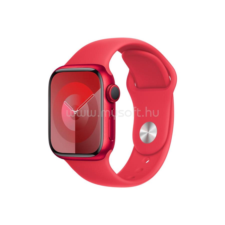 APPLE Watch Series 9 GPS + Cellular (41mm) (PRODUCT)RED alumínium tok, (PRODUCT)RED sportszíj (M/L) okosóra