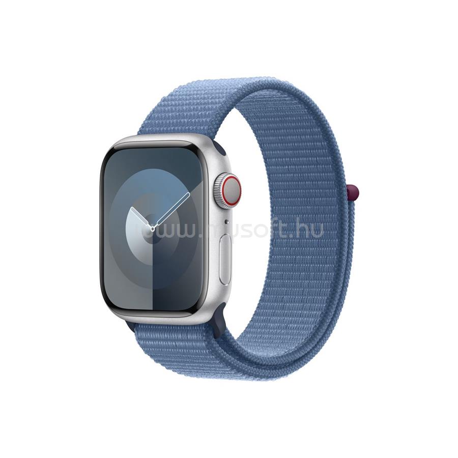 APPLE Watch Series 9 GPS + Cellular (41mm) ezüst alumínium tok, télkék sportpánt okosóra