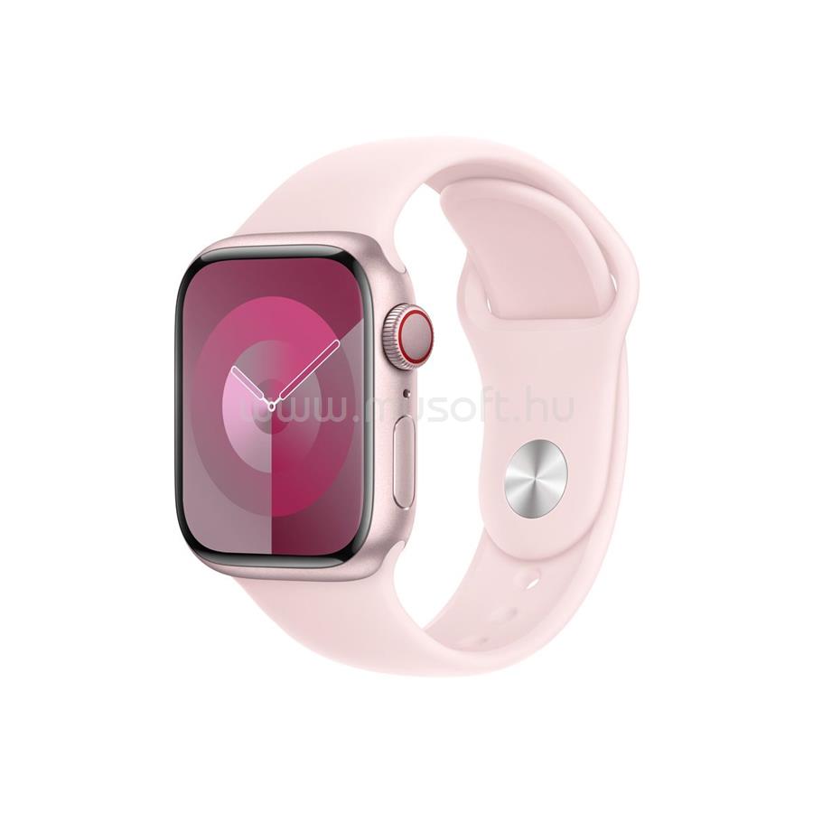 APPLE Watch Series 9 GPS + Cellular (41mm) rózsaszín alumínium tok, világos rózsaszín sportszíj (M/L) okosóra