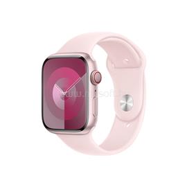 APPLE Watch Series 9 GPS + Cellular (45mm) rózsaszín alumínium tok, világos rózsaszín sportszíj (S/M) okosóra MRMK3QF/A small