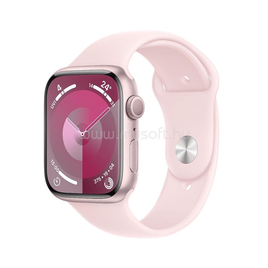 APPLE Watch Series 9 GPS (41mm) rózsaszín alumínium tok, világos rózsaszín sportszíj (S/M) okosóra