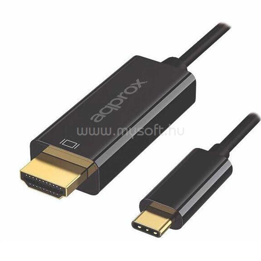 APPROX Átalakító - Type-C to HDMI (4K/60Hz, 1.2m) Fekete