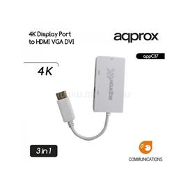 APPROX Kábel átalakító - Display Port to HDMI/VGA/DVI 4K APPC37 small