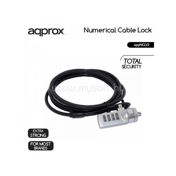APPROX Notebook kábelzár -  1.8m, PVC borítás, 4 számjegyű kód
