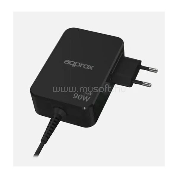 APPROX Telefontöltő - USB Type-C, 90W gyorstöltő + 1.8m kábel, Fekete