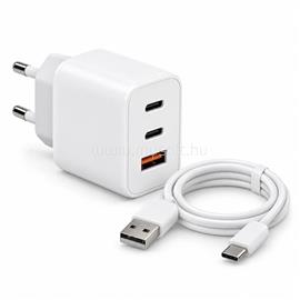 APPROX Telefontöltő - USB Type-C, USB-A port, 35W gyorstöltő + 1m USB Type-C kábel, Fehér APPUSBWALL35V small