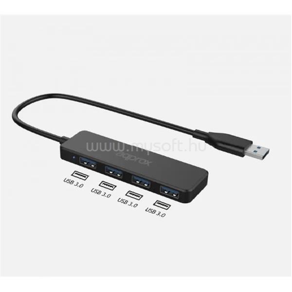 APPROX USB HUB - USB3.0 4in1 HUB (4db USB3.0) Fekete