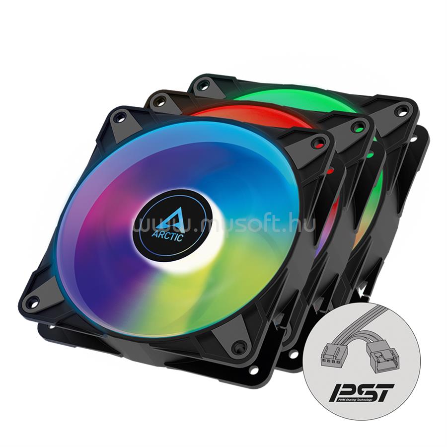 ARCTIC P12 PWM, PST A-RGB, 12cm ház hűtő ventilátor (3 db-os kivitel)