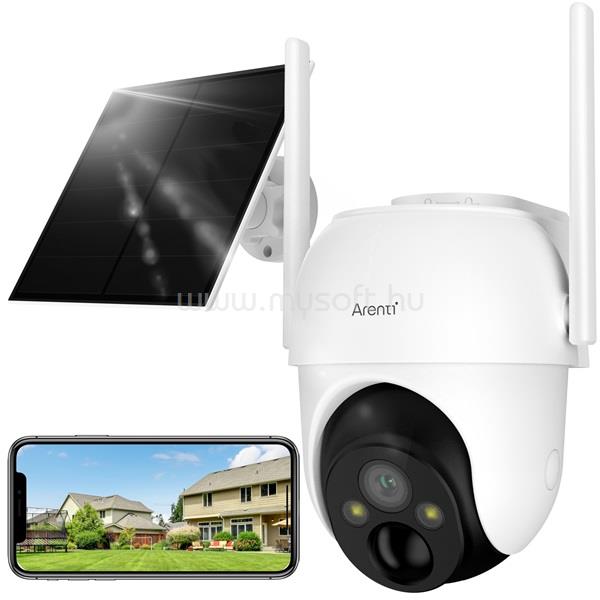 ARENTI GO2T + SP2 IP wifi PT dómkamera (3MP, 4mm, kültéri, IR10m, 5200mAh, microSD, mikrofon, hangszóró, SP2 napelem)