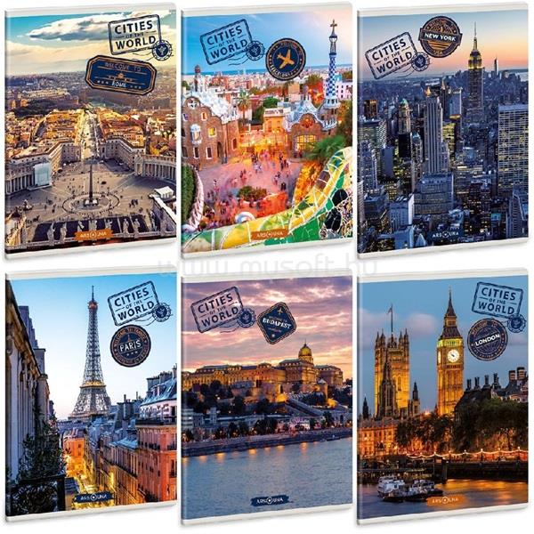 ARS UNA Cities of the World 5223 A5 extra kapcsos vonalas füzet