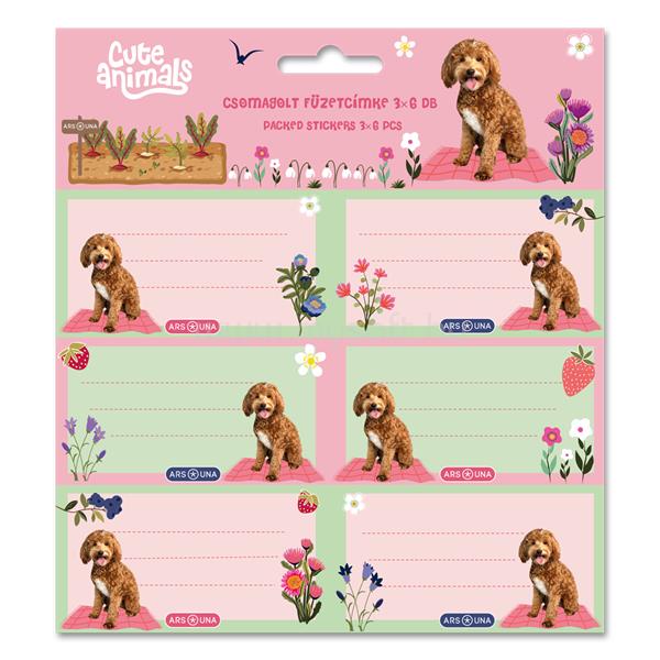 ARS UNA Cute Animals Doggie 25 (5458) 3x6 db füzetcímke