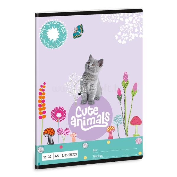 ARS UNA Cute Animals-Kitten 24 (5368) A5 16-32 2. osztályos vonalas füzet