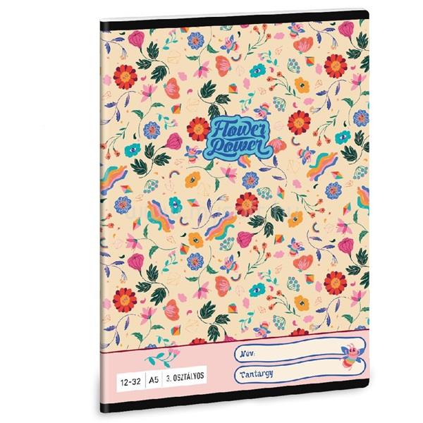 ARS UNA Flower Power 23 (5260) A5 12-32 3. osztályos vonalas füzet