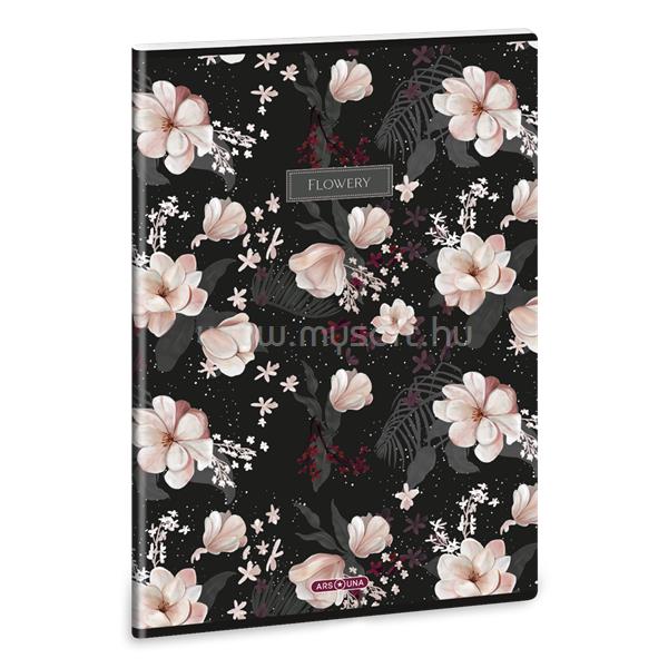 ARS UNA Flowery Black 24 (5374) A4 extra kapcsos kockás füzet