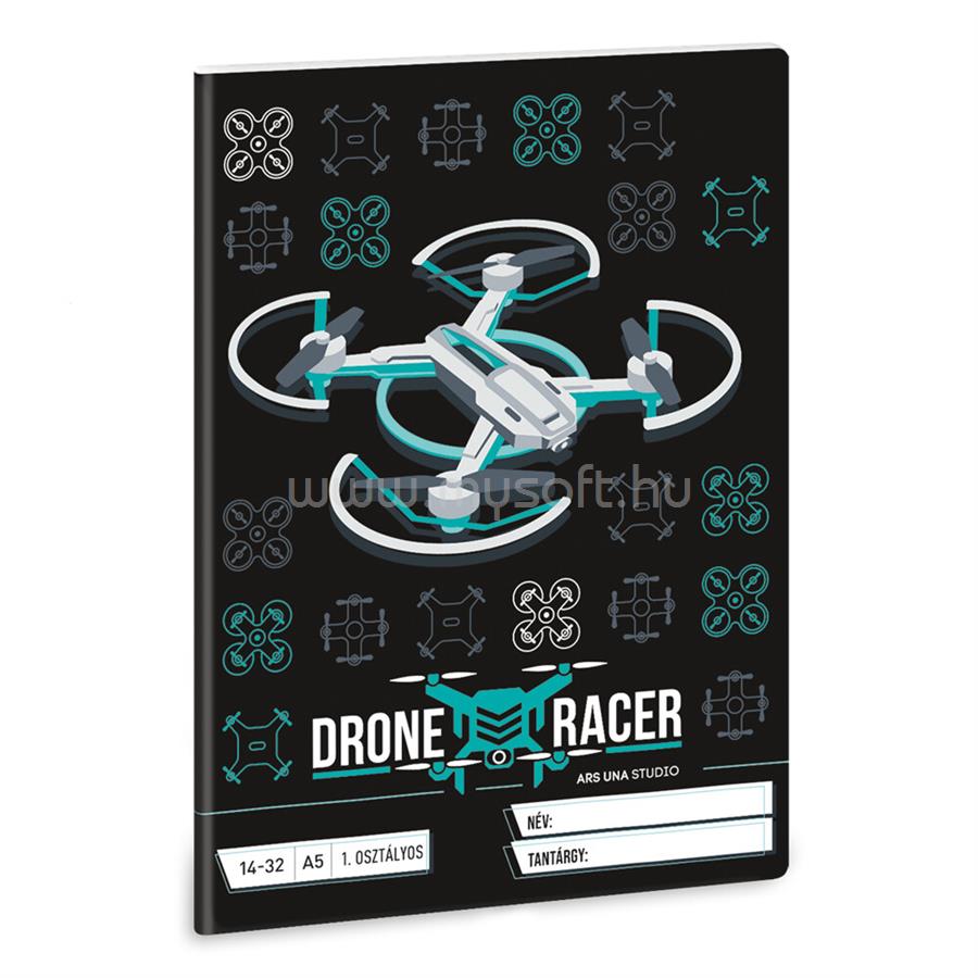 ARS UNA Füzet iskolai A5, 32lap, vonalas 14-32 1.osztályos DRONE RACER (5131) 22 10db/csomag