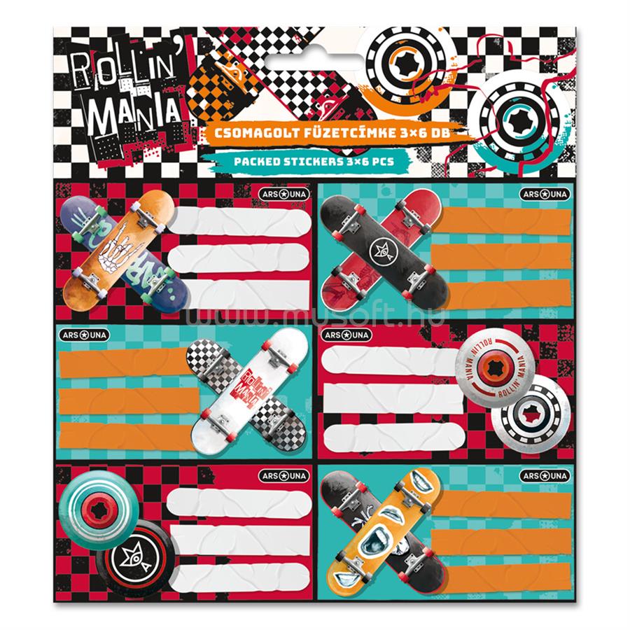 ARS UNA Füzetcímke (3*6 db) Ars Una ROLLIN MANIA (5228) 22