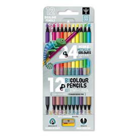 ARS UNA Színes ceruza készlet, kétvégű , 12/24, hegyezővel 24 klf. neon/metál szín, ARS_UNA_65852 small