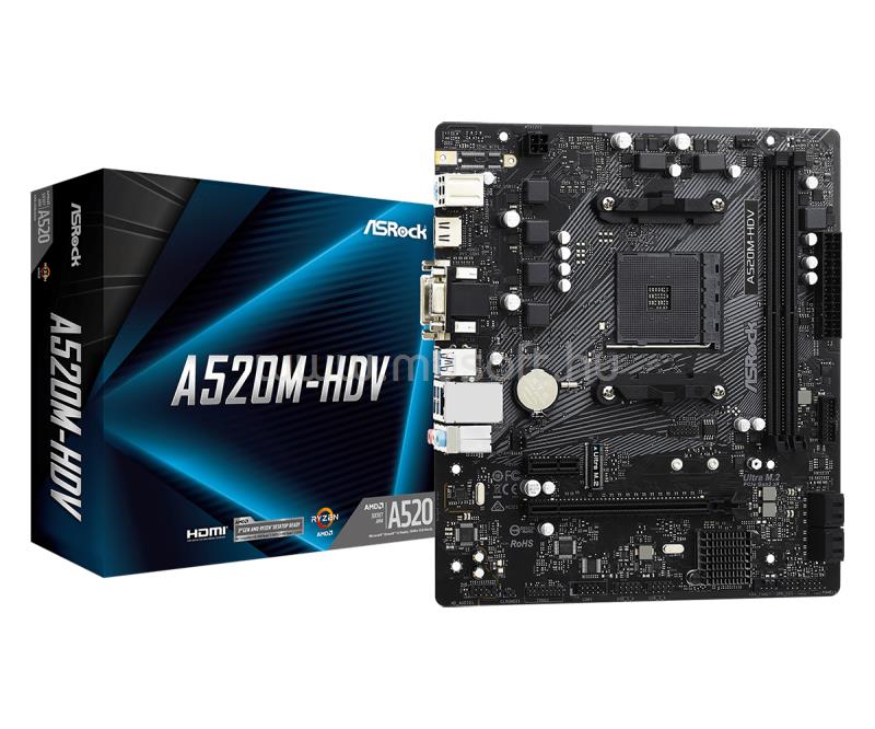 ASROCK alaplap A520M-HDV (AM4, mATX)