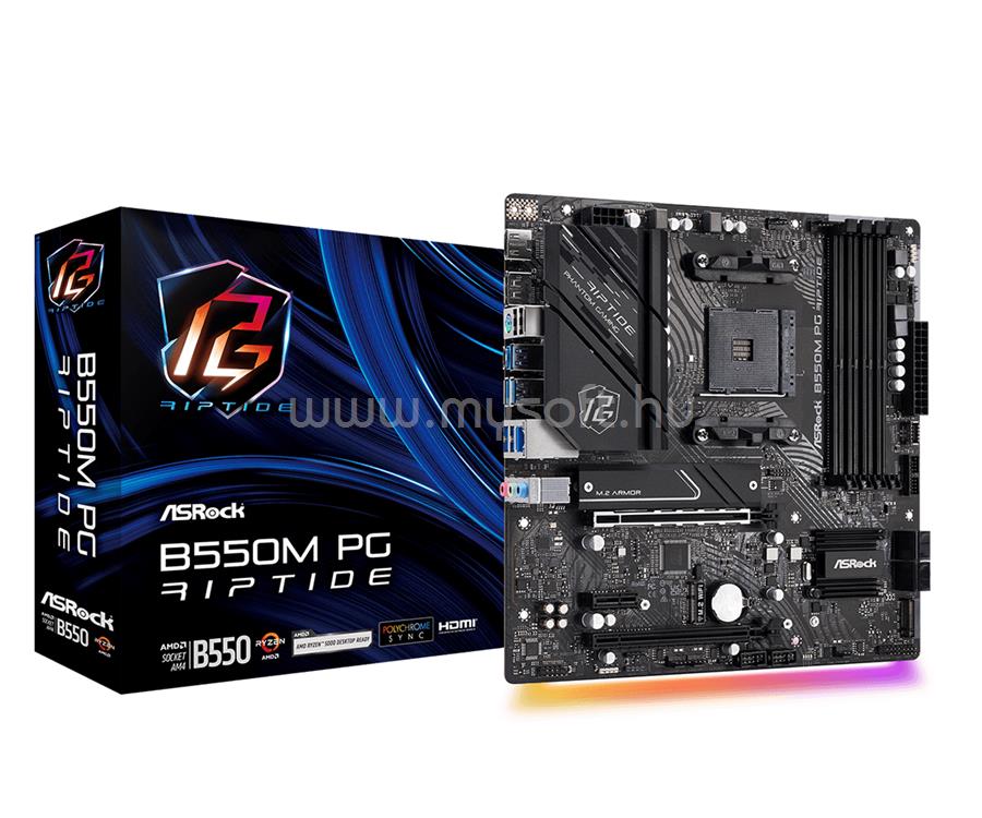 ASROCK alaplap B550M PG RIPTIDE (AM4, mATX)