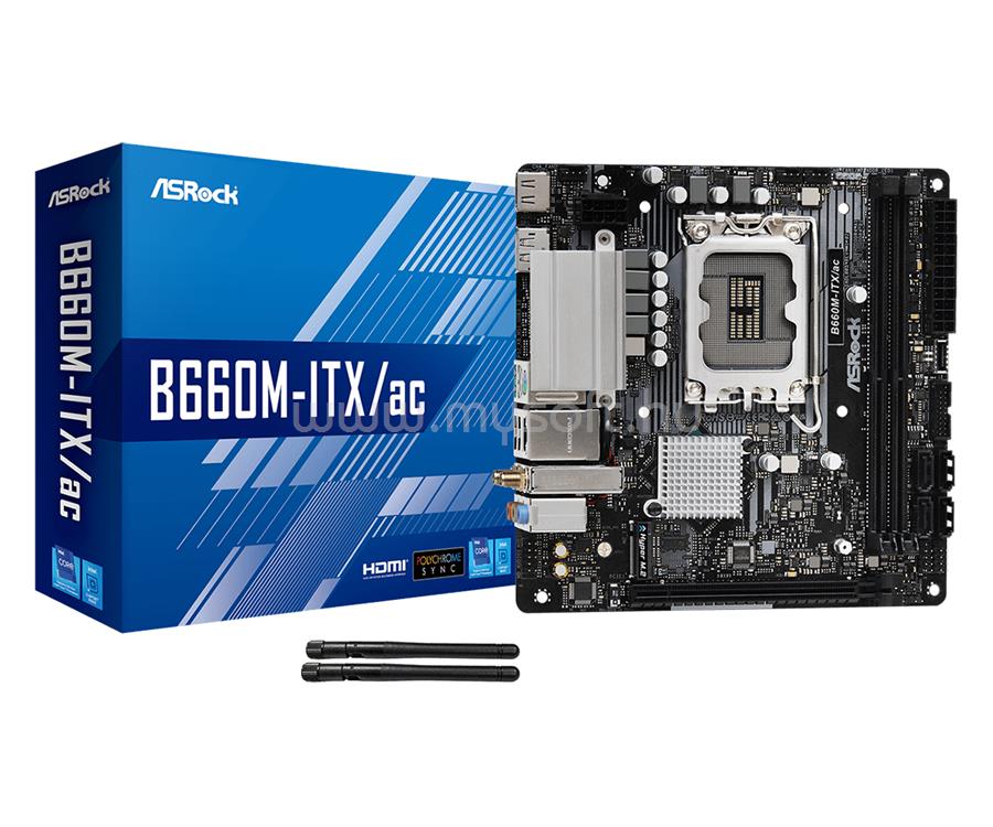ASROCK alaplap B660M-ITX/AC (LGA1700, mini-ITX)