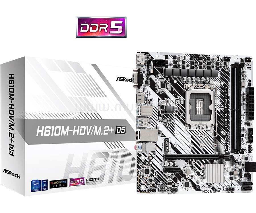 ASROCK alaplap H610M-HDV/M.2+ D5 (LGA1700, mATX)