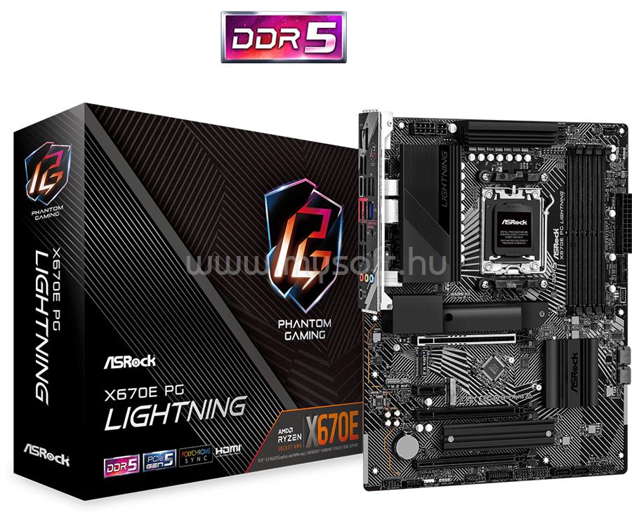 ASROCK alaplap X670E PG LIGHTNING (AM5, ATX)