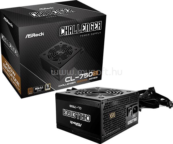 ASROCK Challenger CL-750B 750W 80 PLUS BRONZE tápegység, fekete