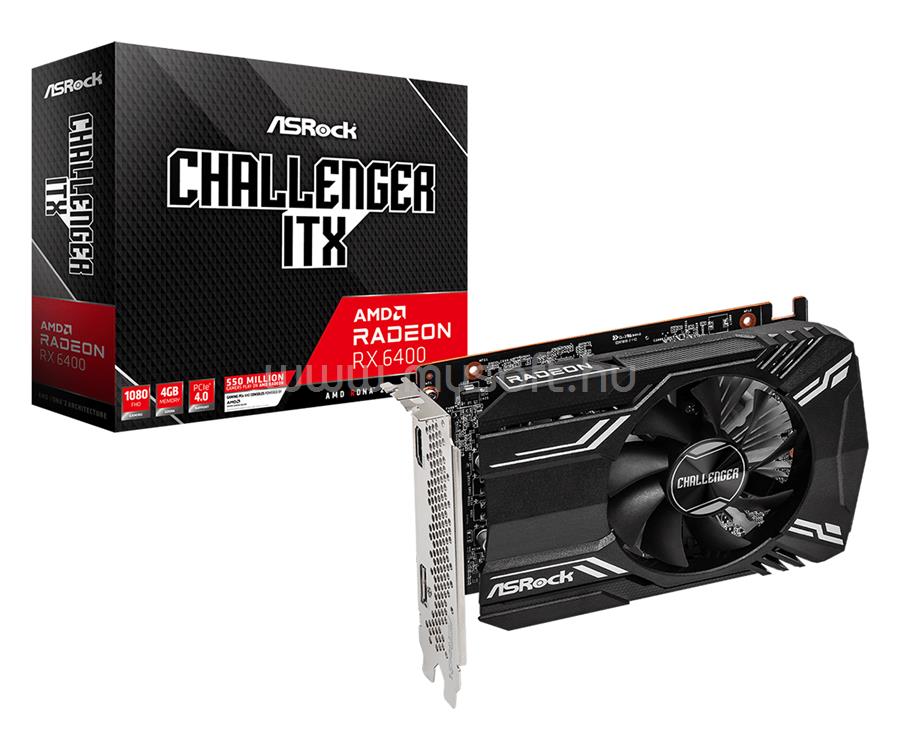 ASROCK Videokártya AMD Radeon RX 6400 Challenger ITX 4GB