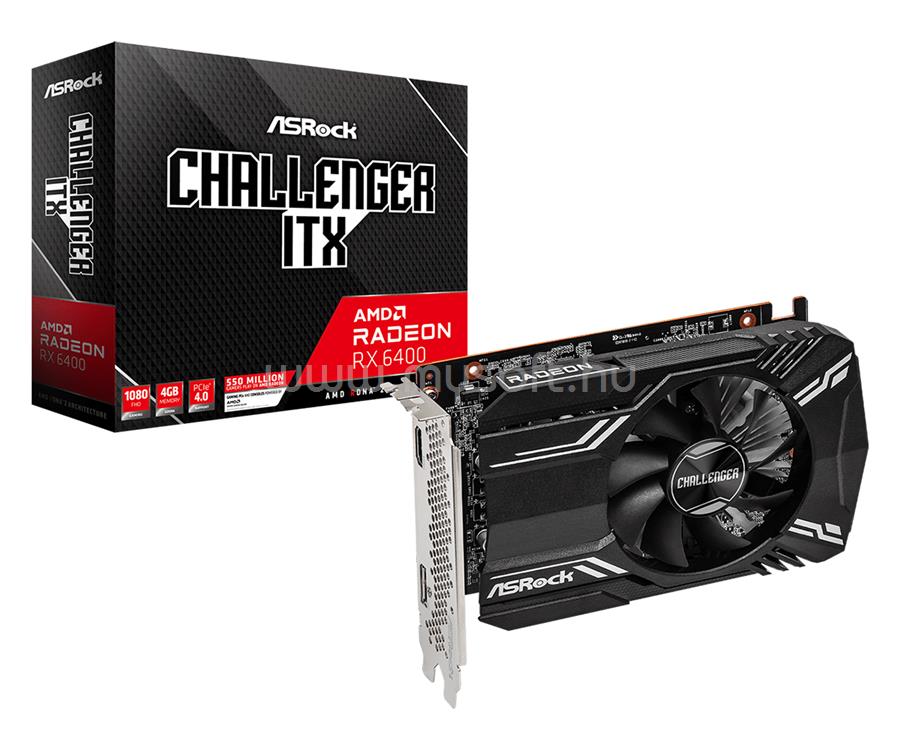 ASROCK Videokártya AMD Radeon RX 6400 Challenger ITX 4GB GDDR6