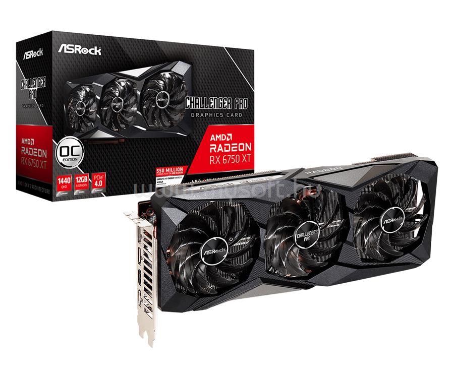 ASROCK Videokártya AMD Radeon RX 6750 XT Challenger Pro 12GB GDDR6 OC