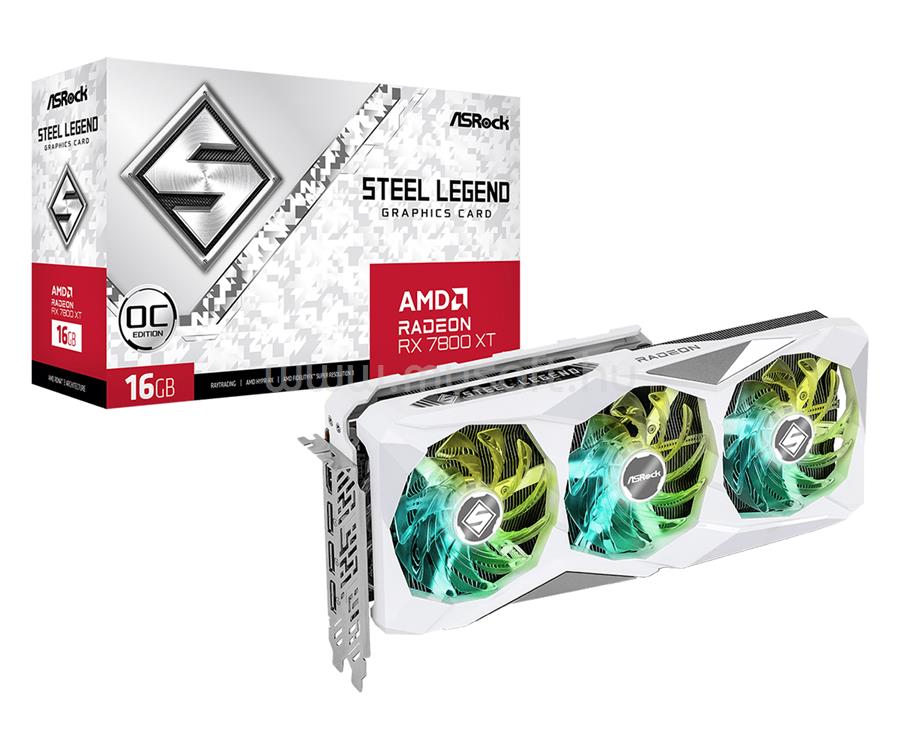 ASROCK Videokártya AMD Radeon RX 7800 XT Steel Legend 16GB OC