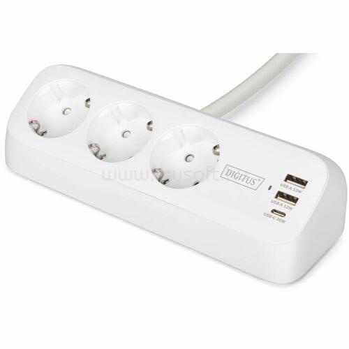 ASSMANN 3-WAY OFFICESOCKET STRIP WHITE 2X USB-A 1X USB-C NS