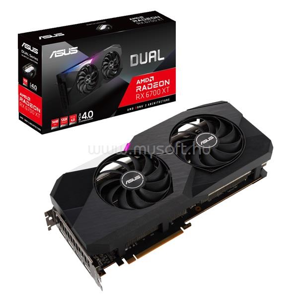 ASUS Videokártya AMD DUAL RX6700XT 12G 1192bit PCIe 2GB GDDR6
