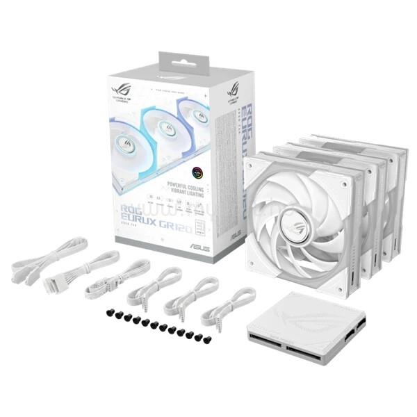 ASUS Rendszerhűtő Ventilátor ROG EURUX GR120 ARGB, 12cm (3db), fehér