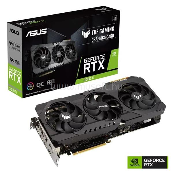 ASUS Videokártya nVidia TUF-RTX3060TI-O8GD6X GAMING 8GB GDDR6X OC