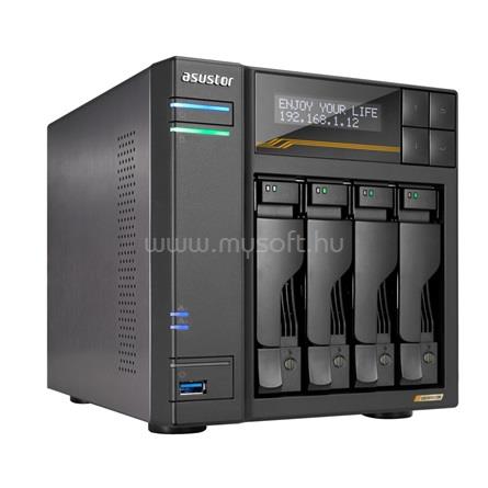 ASUSTOR NAS 4 fiókos LOCKERSTOR 4 Gen3 AS6804T 4x2,3GHz, 16GB DDR5, 2x10GbE, 2x5GbE, 3xUSB3.2, 2xUSB4.0 Type-C