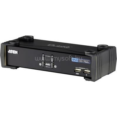 ATEN 2 portos KVM switch, (billentyűzet, video, egér) elosztó, és USB 2.0 Hub CS1762A-AT-G