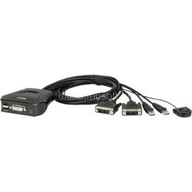 ATEN 2 portos USB-s KVM switch, (billentyűzet, video, egér) elosztó, DVI kimenettel CS22D CS22D-AT small
