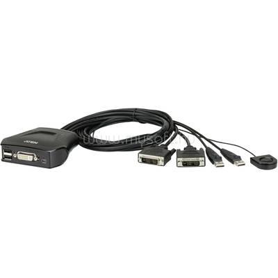 ATEN 2 portos USB-s KVM switch, (billentyűzet, video, egér) elosztó, DVI kimenettel CS22D