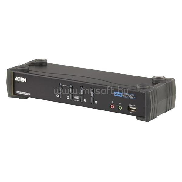 ATEN 4 portos KVM switch, (billentyűzet, video, egér) elosztó, DVI elosztó és USB 2.0 Hub CS1784A-AT-G