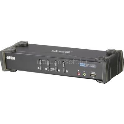 ATEN 4 portos KVM switch, (billentyűzet, video, egér) elosztó, és USB 2.0 Hub CS1764A-AT-G