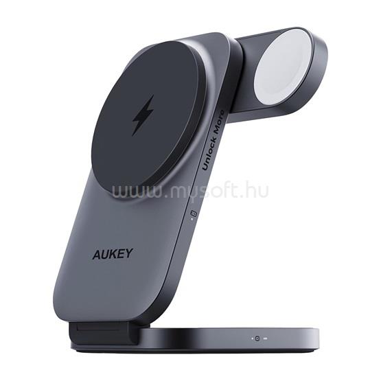 AUKEY LC-MC312 MagFusion Z Qi2 3-in-1 Foldable vezeték nélküli töltő 15W (szürke)