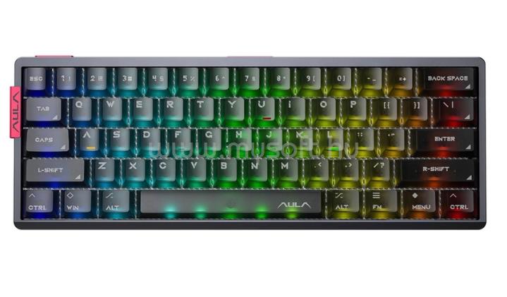 AULA AG60 mechanikus eSport Magnetic Switch gamer vezetékes billentyűzet amerikai angol lokalizáció (fekete-átlátszó)