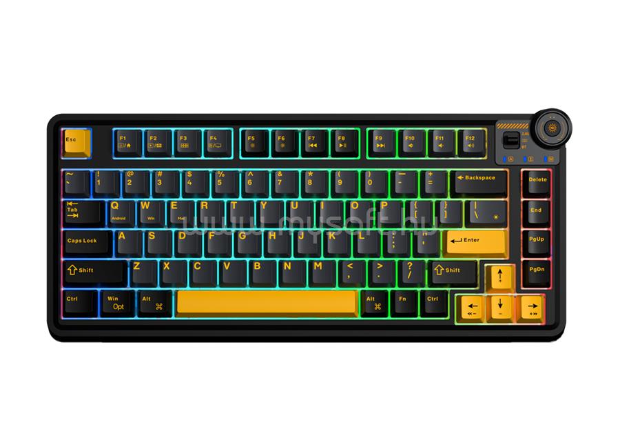 AULA AU75 Tri-Mode mechanikus gamer vezeték nélküli billentyűzet amerikai angol lokalizáció (fekete)