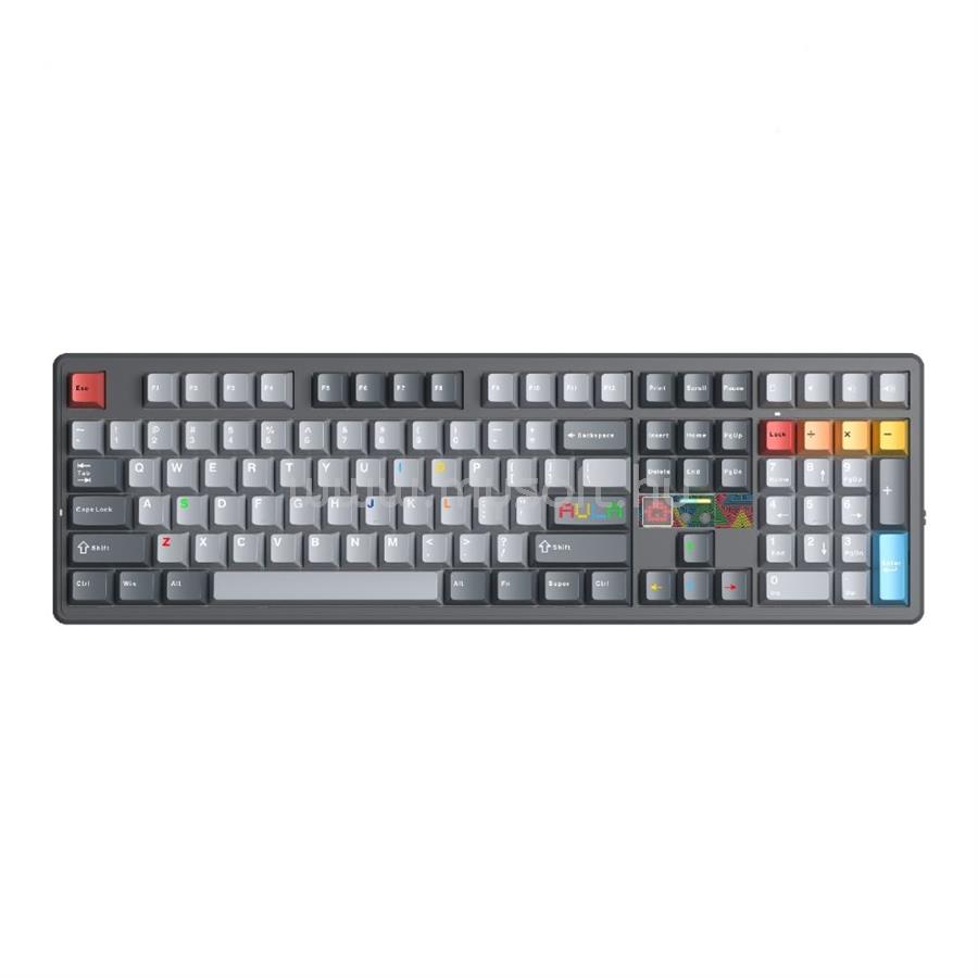 AULA F108 PRO V2 Tri-Mode Vezeték Nélküli Mechanikus Gamer Billentyűzet - Szürke-Színes