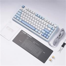 AULA F75 mechanikus gamer vezeték nélküli billentyűzet amerikai angol lokalizáció (fehér-világoskék) AU-F75-19 small