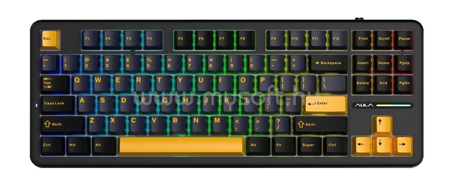 AULA F87 mechanikus gamer vezeték nélküli billentyűzet amerikai angol lokalizáció (fekete-narancs)