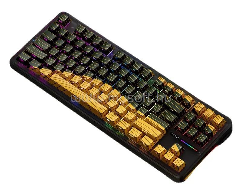 AULA F87 PRO Vezeték Nélküli Mechanikus Gamer Billentyűzet - Fekete-Sárga